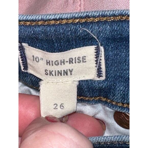 Madewell 10 Inch High-Rise Skinny Button Fly Slight Distress Denim Jean Size 26 - Picture 9 of 12
